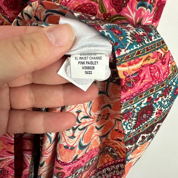 Old Navy Maxi Dress XXL Pink Floral Patchwork Sundress Pockets Boho Hippie - Picture 6 of 10